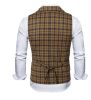 Mens Plaid Formal Waistcoat Casual Suit, Wedding