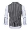 Mens Vertical Striped Waistcoat Peak Lapel Suit Vests for Formal Occasions