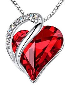 Leafael Mother's Day Necklace; Infinity Love Heart Pendent (Color: Red)