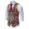 Men's Floral Print Suit Vest 4 Bottom V-neck Casual Waistcoat for Wedding Party