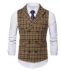 Mens Plaid Formal Waistcoat Casual Suit, Wedding